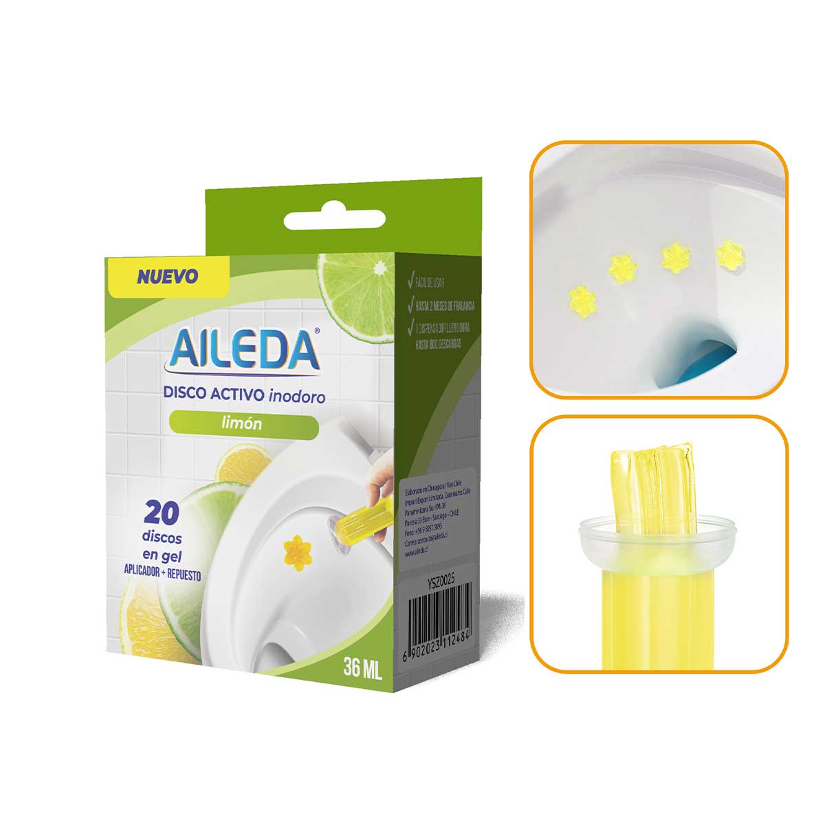 DISCO ACTIVO PARA INODORO 36 ML CON APLICADOR AROMA LIMON DISCO ACTIVO PARA INODORO 36 ML CON APLICADOR AROMA LIMON